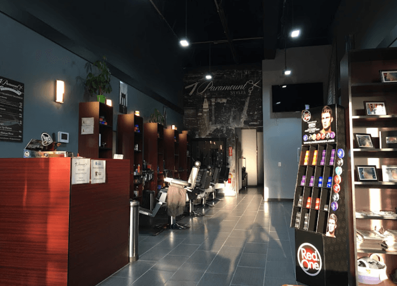 Paramount Styles barber shop interior — professional stations and barber chairs